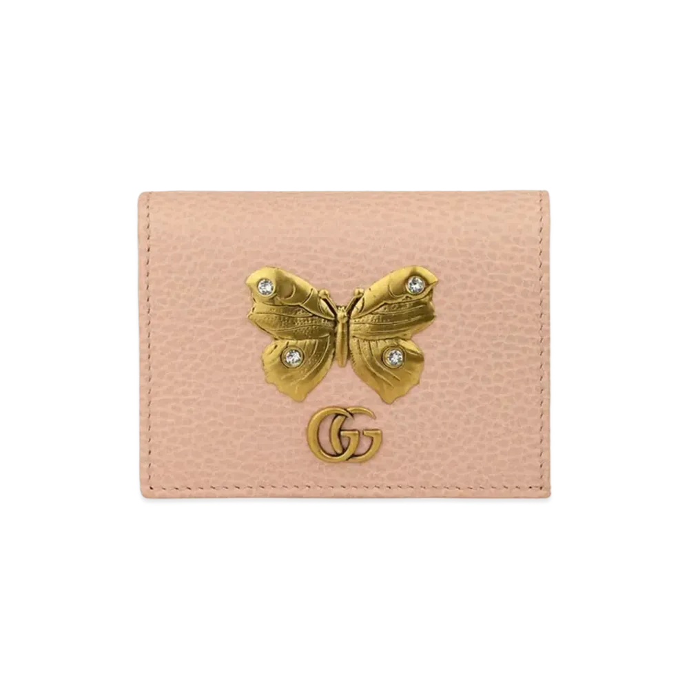 Gucci Leather Card Case with Butterfly "Pink"