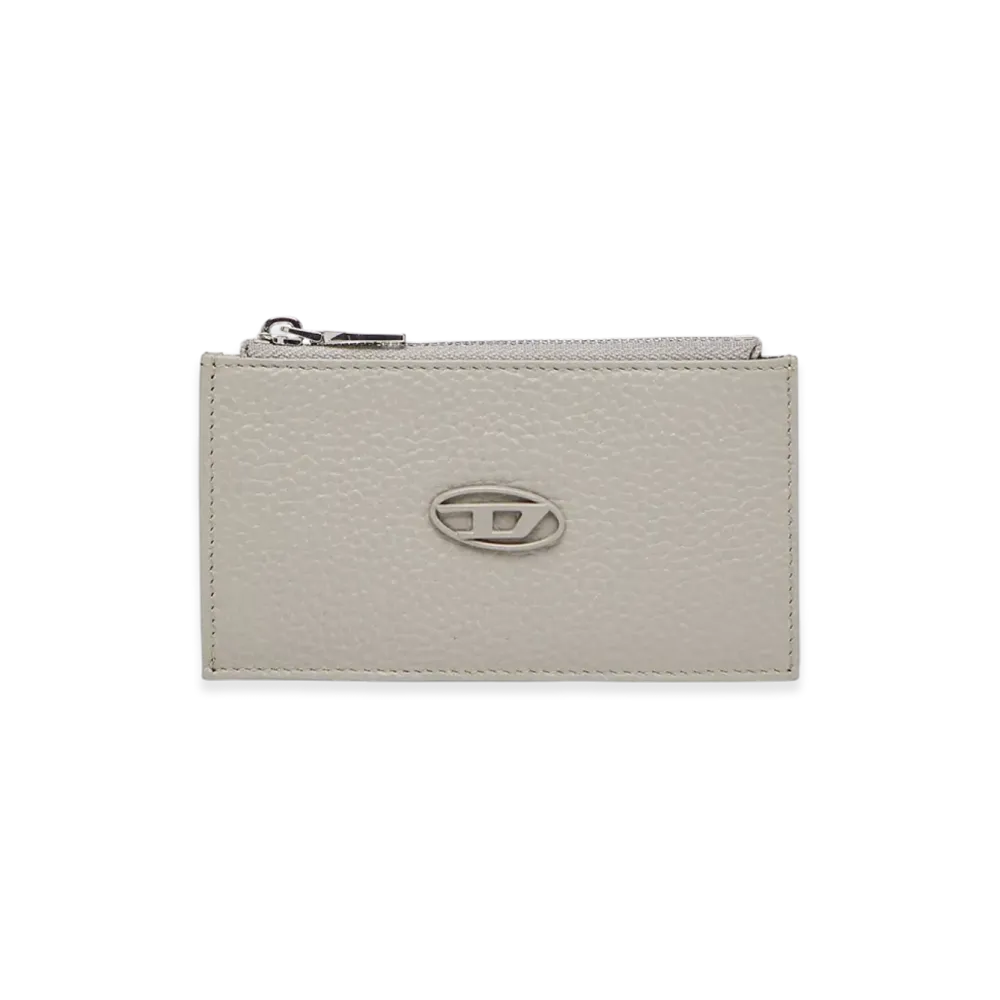 Diesel Hissu Evo Card Holder Iii Flat Card Holder In Grainy Leather "Gray"