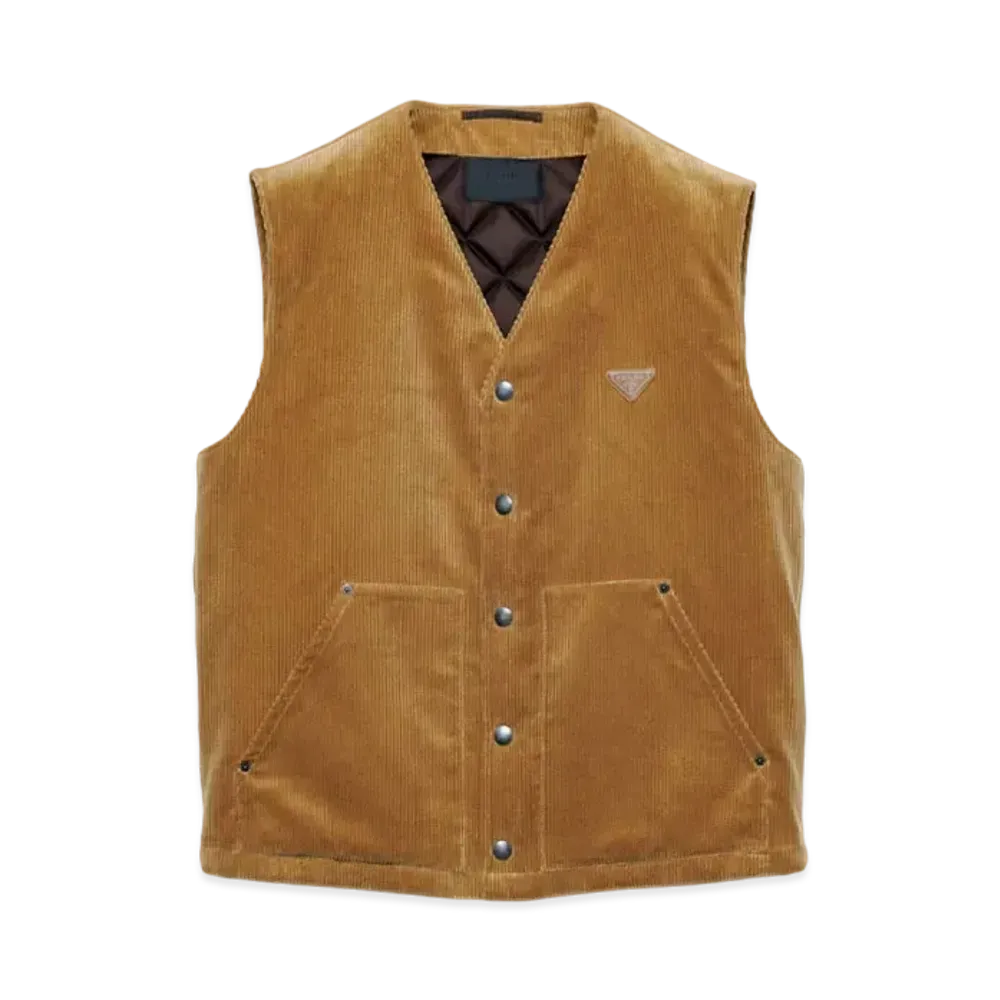 PRADA Men's Corduroy Vest "Sand Beige"