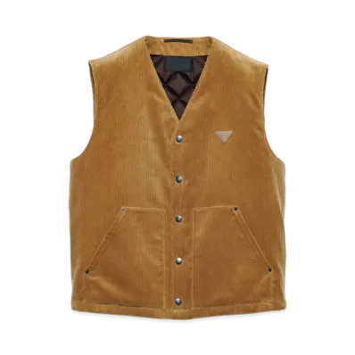 PRADA Men's Corduroy Vest "Sand Beige"