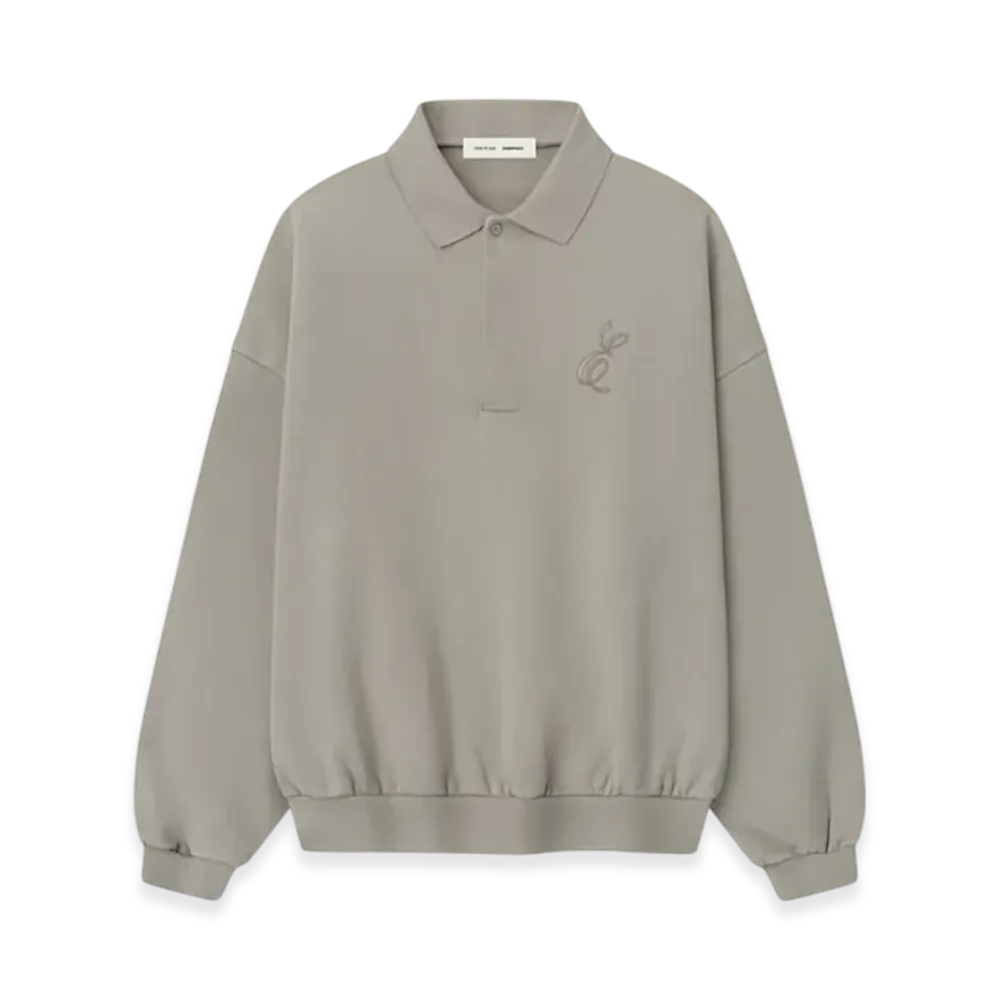 FEAR OF GOD ESSENTIALS Embroidered Classic Polo Sweatshirt "Smoke Grey"