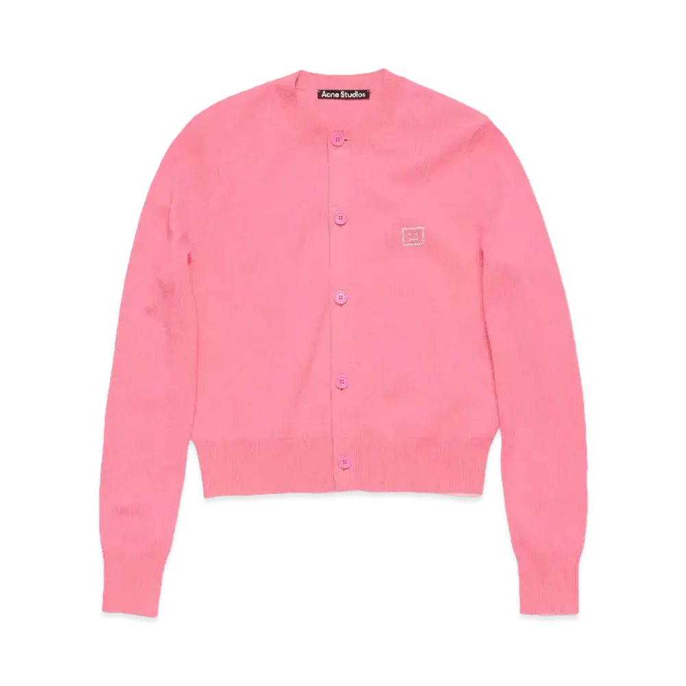 Acne Studios Cardigan With FACE Logo Accent "Tango Pink"
