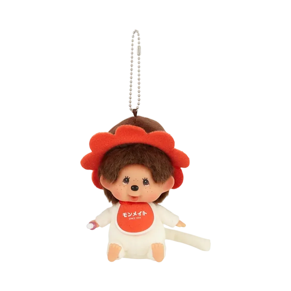 Sekiguchi Monmate(Orange) Monchhichi Kao-deka SS Keychain Girl