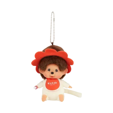 Sekiguchi Monmate(Orange) Monchhichi Kao-deka SS Keychain Girl