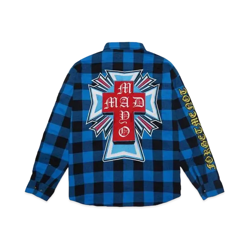 MAYO CROSS Embroidery Check Shirt "BLUE"