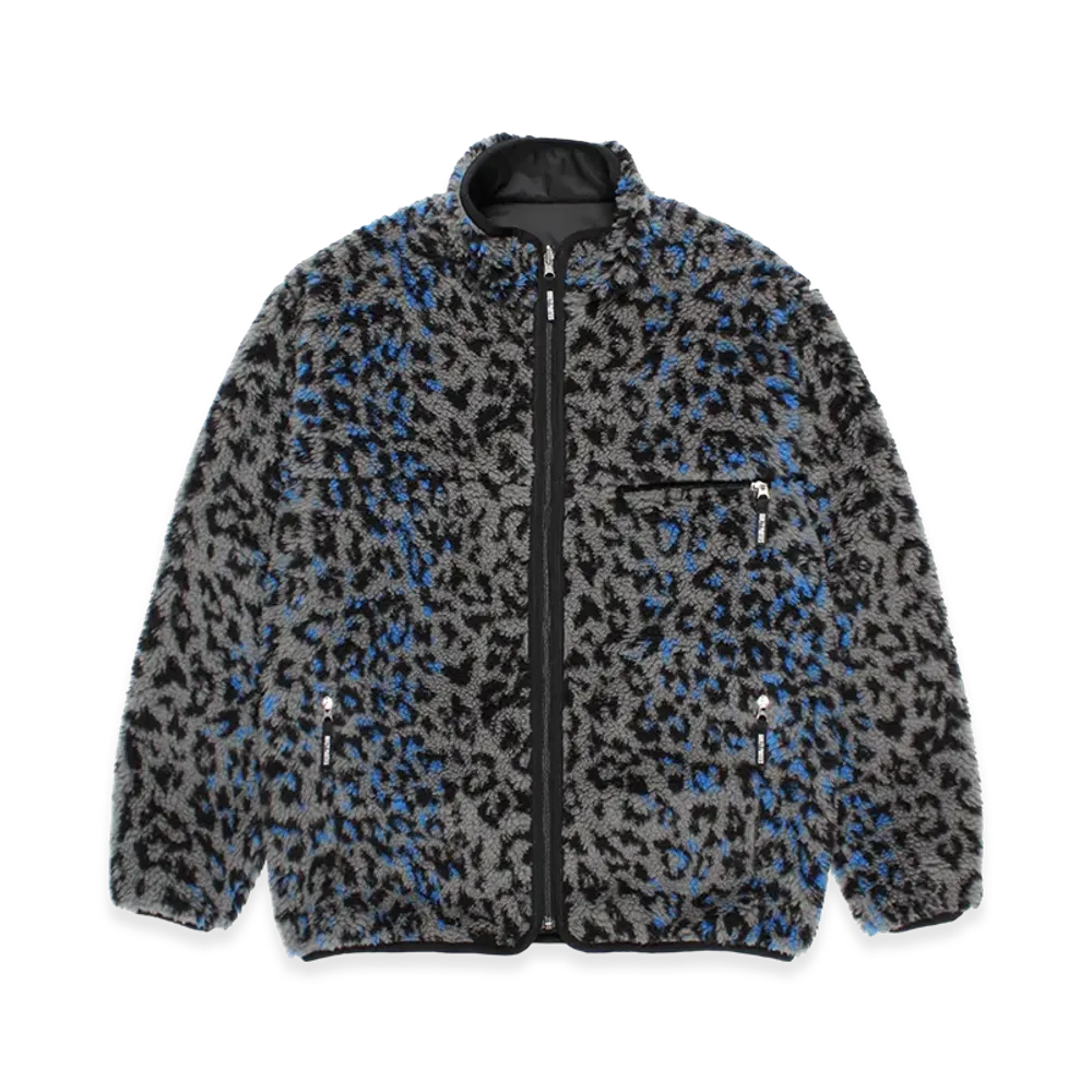 WACKO MARIA Reversible Leopard Boa Fleece Jacket "Gray"