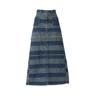 HYSTERIC GLAMOUR Scratch Long Denim Skirt "Light Indigo Blue"