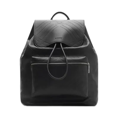 Burberry Embossed Check Backpack "Black"
