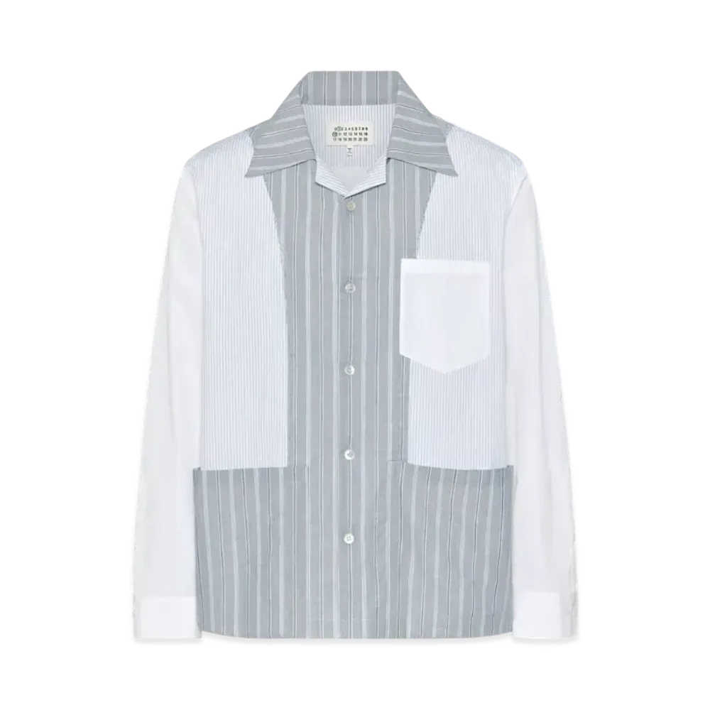 Maison Margiela Men's Patchwork Pinstripe Shirt "White"