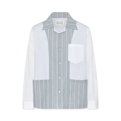 Maison Margiela Men's Patchwork Pinstripe Shirt "White"