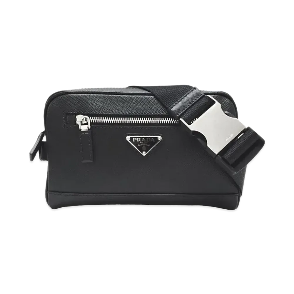 PRADA Saffiano Leather Belt Bag "Black"