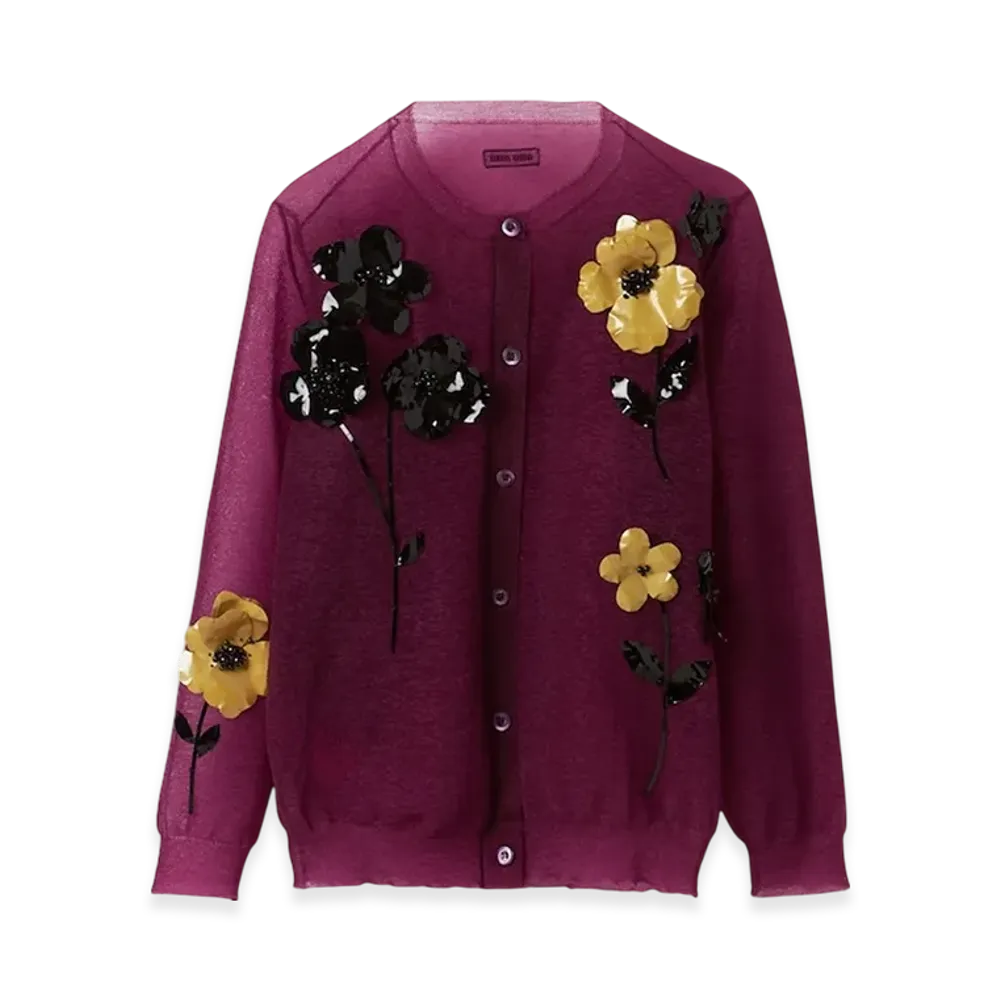 MIU MIU Women's Nylon Cardigan "Mauve"
