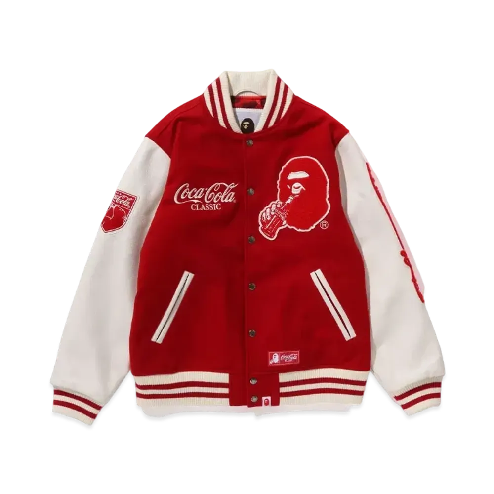 A BATHING APE x COCA COLA Varsity Jacket "Red"