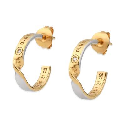 Maison Margiela Numbering Twisted Diamond Hoop Earrings "Gold"