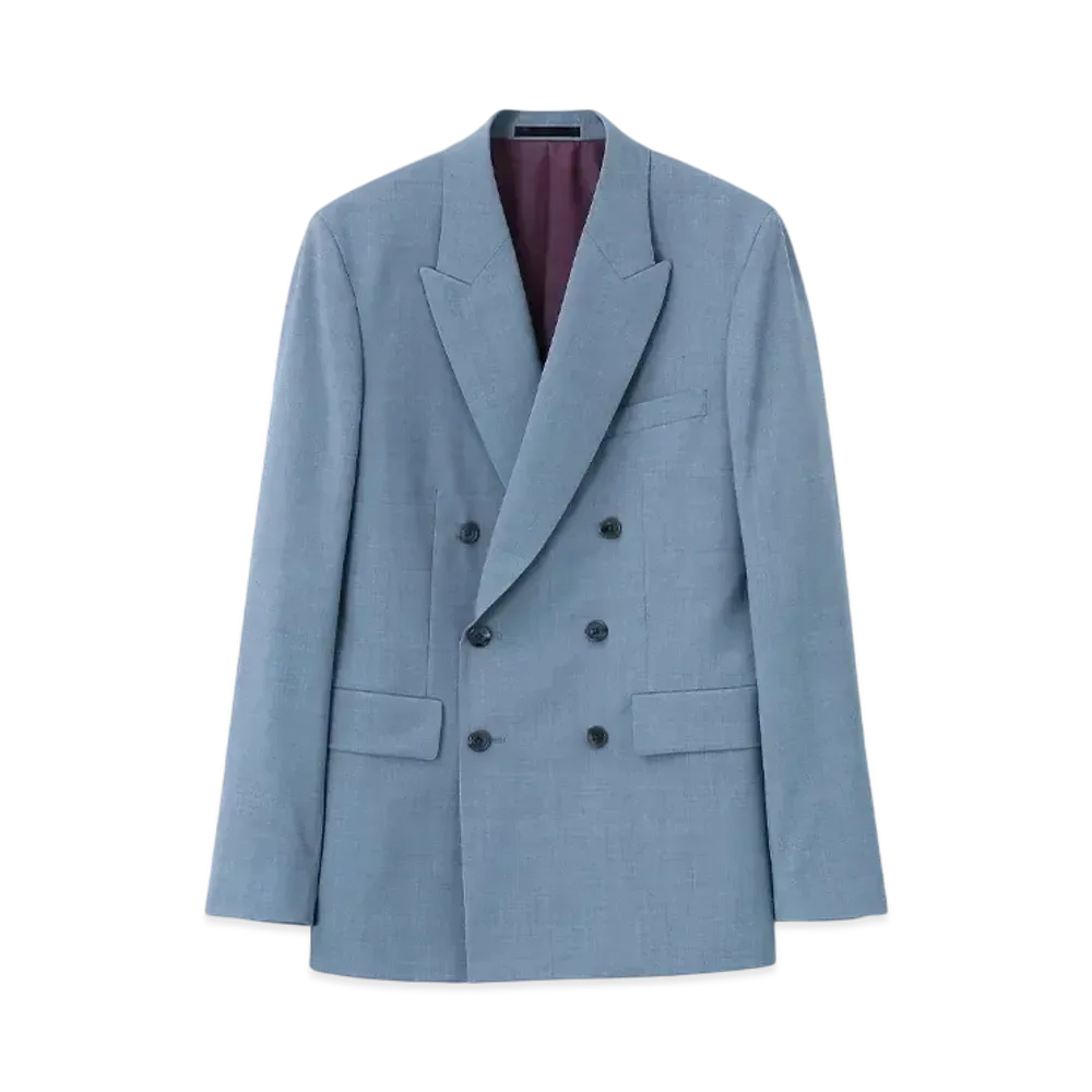 Paul Smith Solid Color Double-Breasted Jacket "GraishBlue"