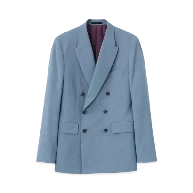 Paul Smith Solid Color Double-Breasted Jacket "GraishBlue"