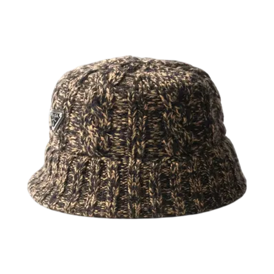 PRADA Melange Wool Bucket Hat "Black/Camel"