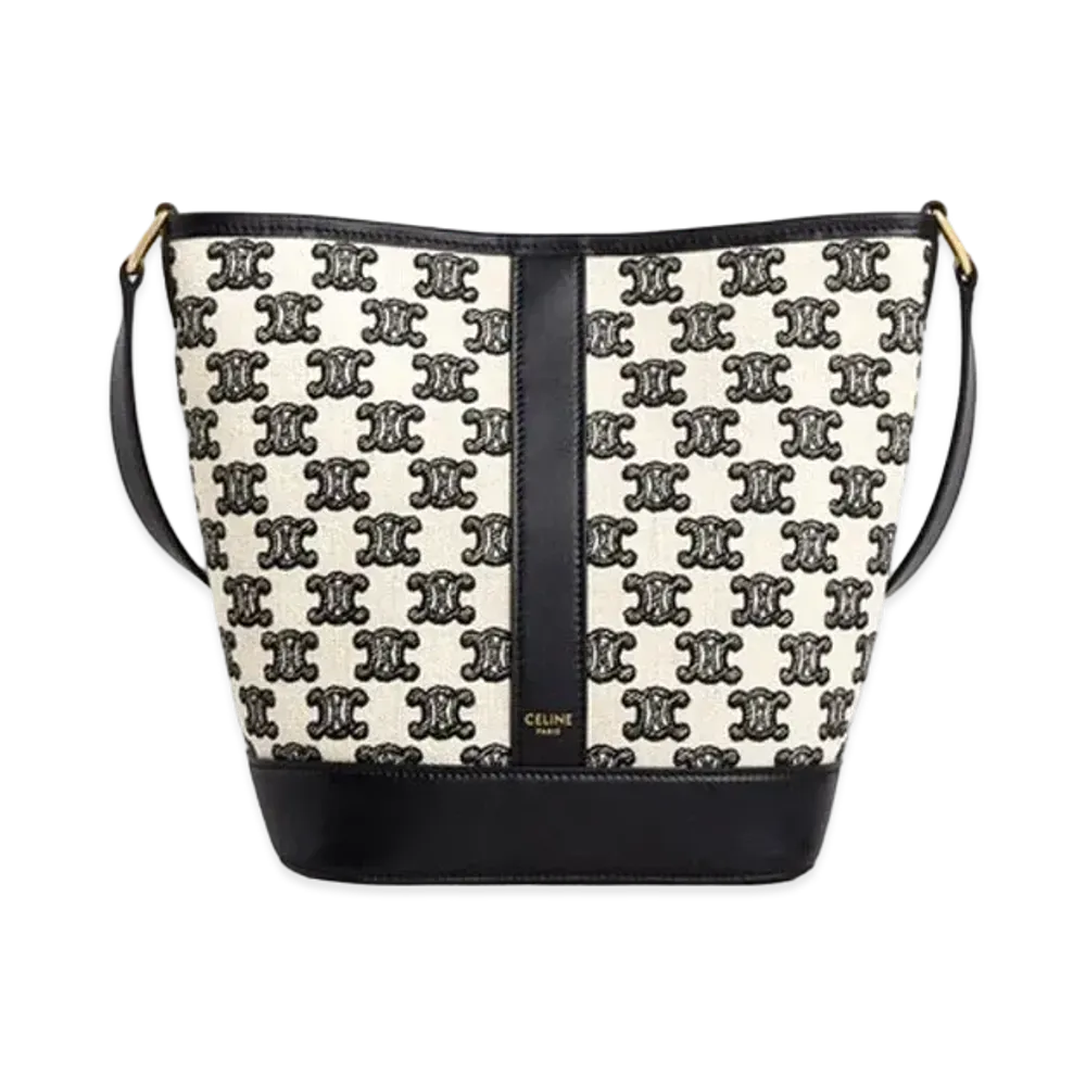 CELINE Small Bucket In Textile With Triomphe Embroidery "Black"