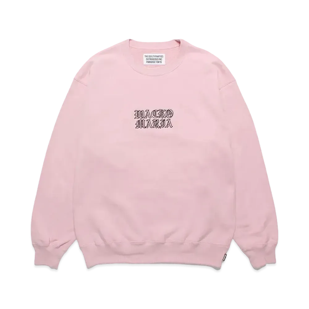WACKO MARIA Middle Weight Crew Neck Sweat Shirt "Pink"