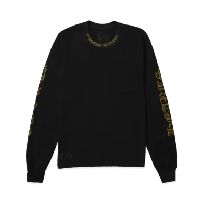 Chrome Hearts Neck Logo Pocket L/S T-Shirt "Black/Gold"