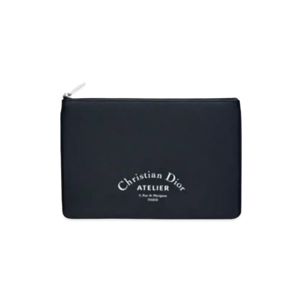 Dior Grain Calfskin Flat Wallet "Navy Blue"