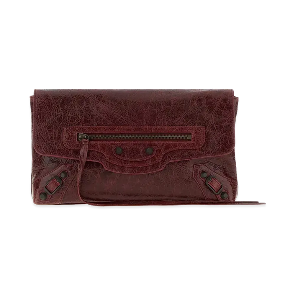 BALENCIAGA Women's Leather Le City Clutch "Burgundy"