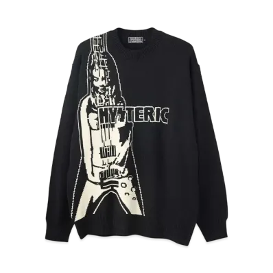 HYSTERIC GLAMOUR Flying V-Knit Sweater "Black"
