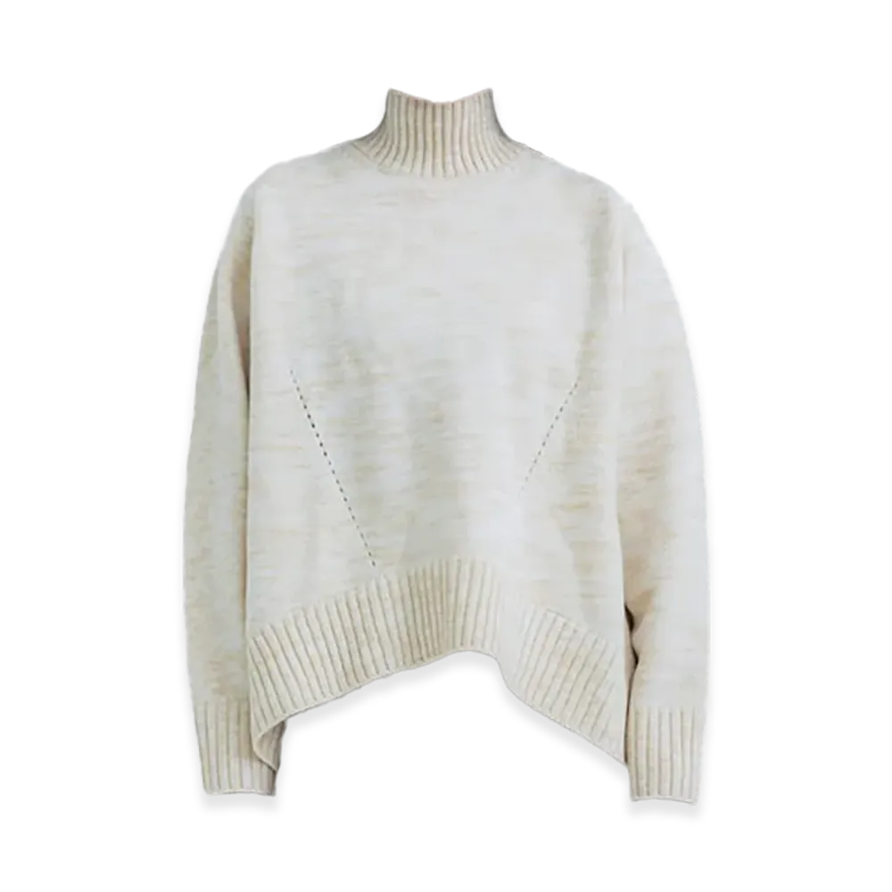 CINOH Women's Wool Oversize Hi Neck Knit "Ecru"