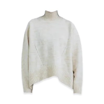CINOH Women's Wool Oversize Hi Neck Knit "Ecru"