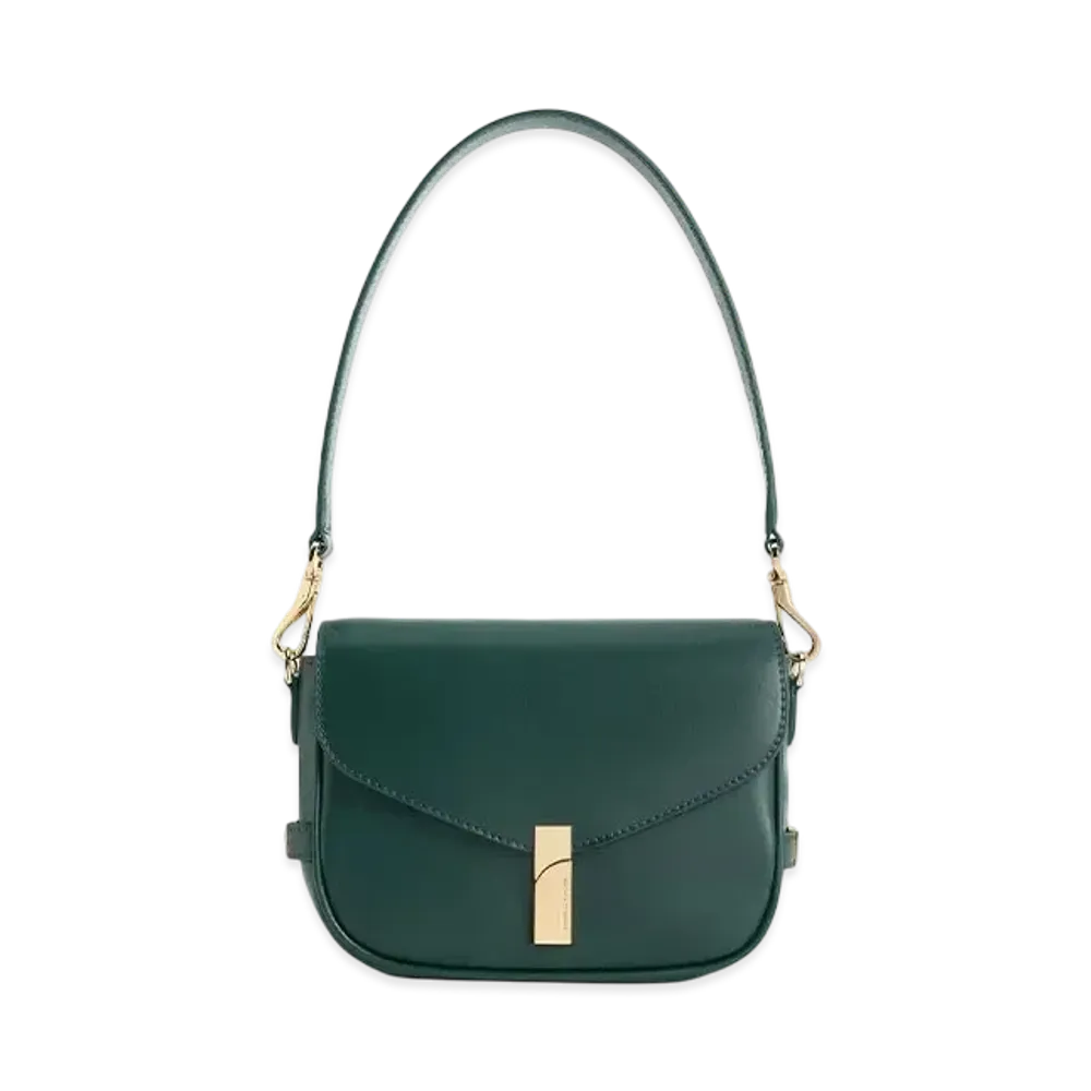 CHARLES & KEITH Aurelia Metallic Accent Saddle Bag "Dark Green"