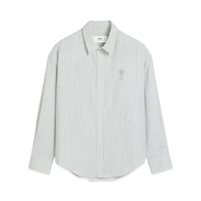 AMI PARIS Cotton Boxy-Fit Shirt "Blanc/NoteBlue"