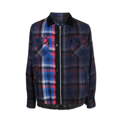 sacai Zip Plaid Shirt 22AW "Navy/Multi"