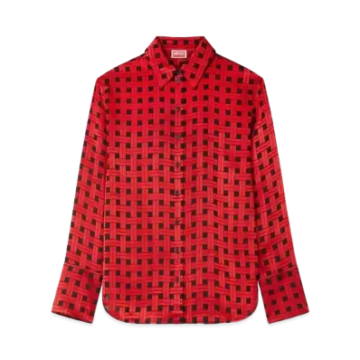 KENZO 'WEAVE' Oversize Shirt "Cherry"