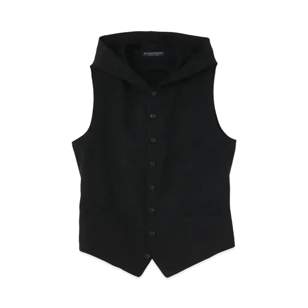 Yohji Yamamoto Pour Homme REGULATION ARMY GABARDINE HOODIE VEST "Black"