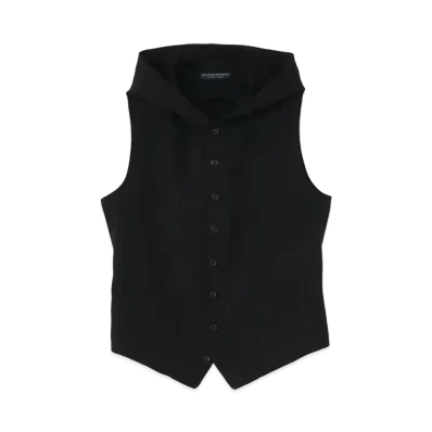 Yohji Yamamoto Pour Homme REGULATION ARMY GABARDINE HOODIE VEST "Black"