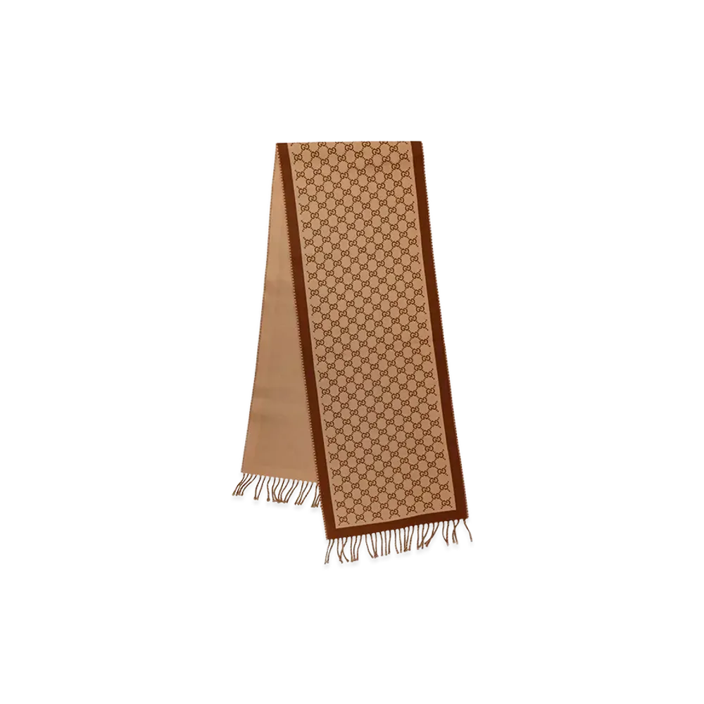 GUCCI Women's Embroidered Wool Scarf "Printed"