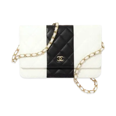 CHANEL Classic Chain Wallet Lambskin "White/Black"
