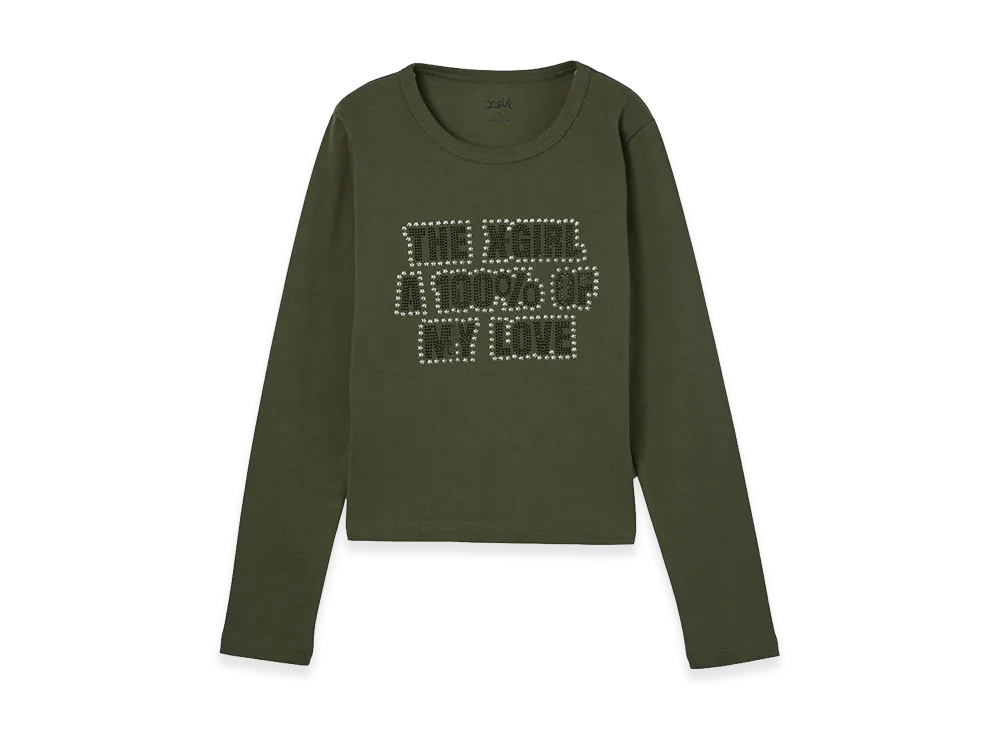 X-Girl Women's Star And Logo L/S Baby Tee "Olive"