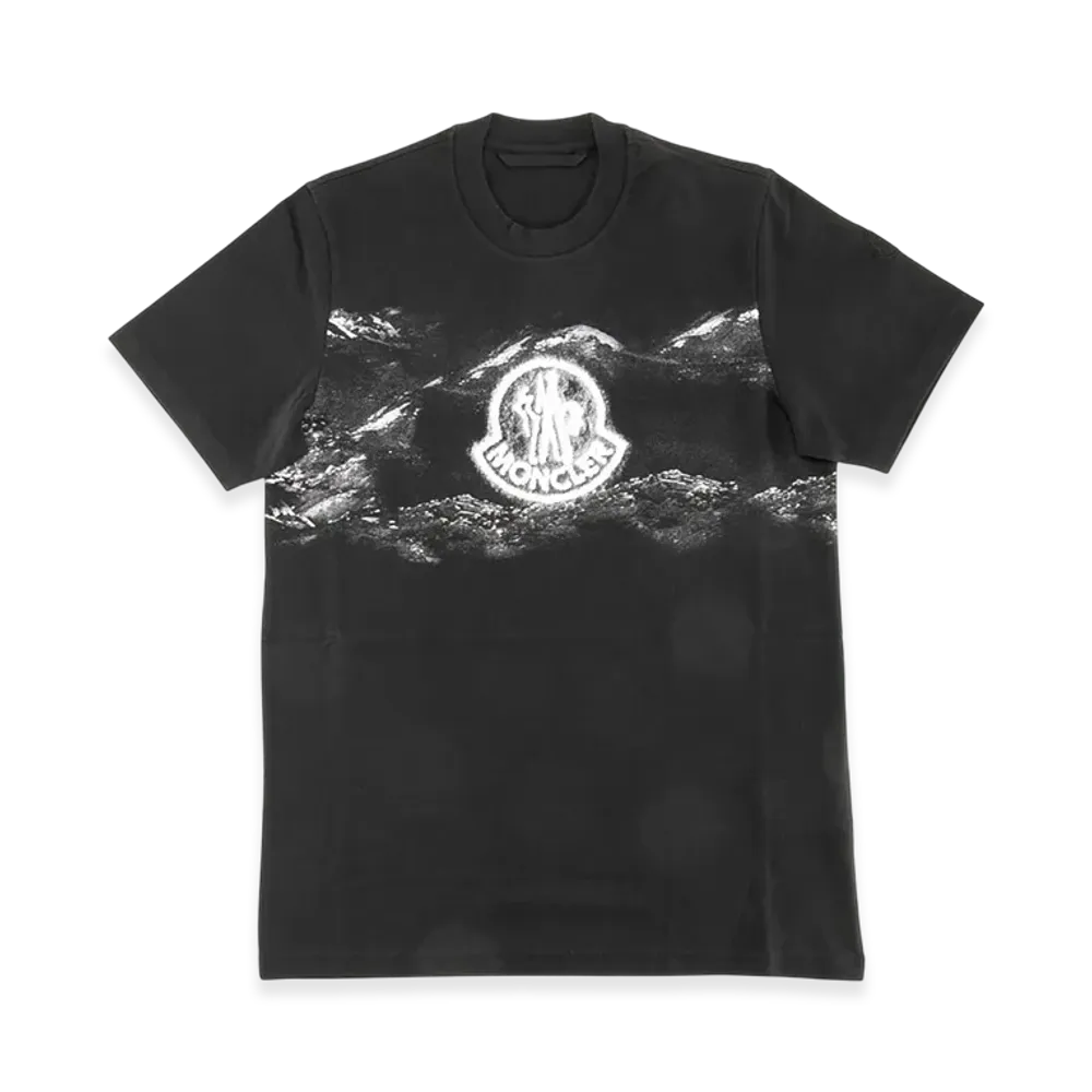 Moncler Men's Fade Out Logo Motif Short Sleeve T-Shirt "Black/Gray"