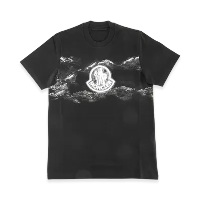 Moncler Men's Fade Out Logo Motif Short Sleeve T-Shirt "Black/Gray"