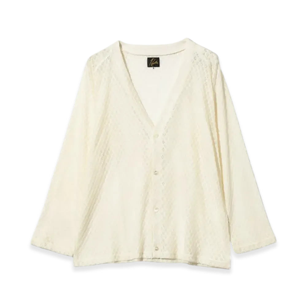 NEEDLES V-Neck Cardigan - PE/W Raschel Lace "White"