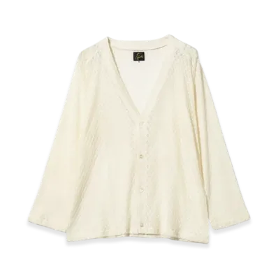 NEEDLES V-Neck Cardigan - PE/W Raschel Lace "White"