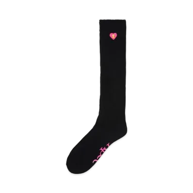 A BATHING APE Logo Ribbed Knee Length Socks "Black"