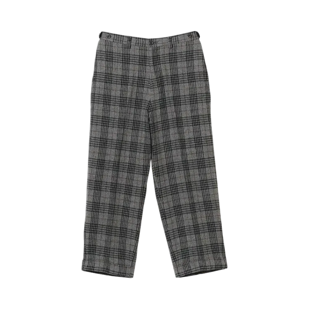 BEAMS IVY Trousers Wide Recycle Wool Plaid "Gray"