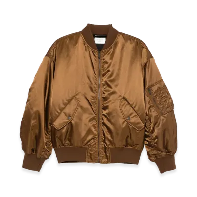 Saint Laurent Women's Satin Bomber Jacket "Brown"