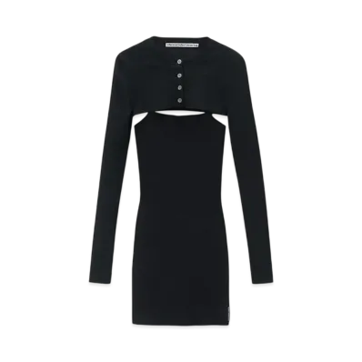 Alexander Wang Cropped Cardigan Twinset Dress "Black"