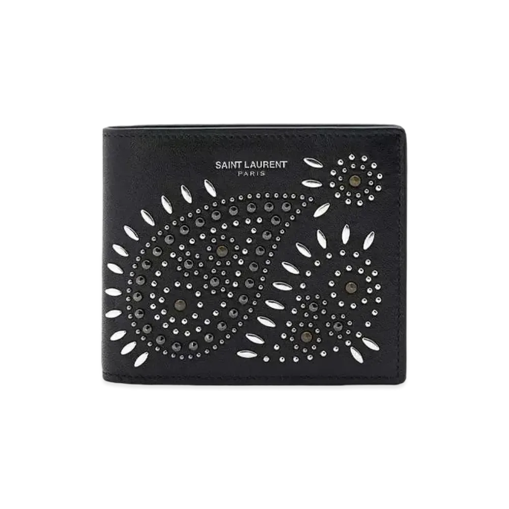 SAINT LAURENT Vintage Studs Compact Wallet "Black"