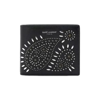 SAINT LAURENT Vintage Studs Compact Wallet "Black"
