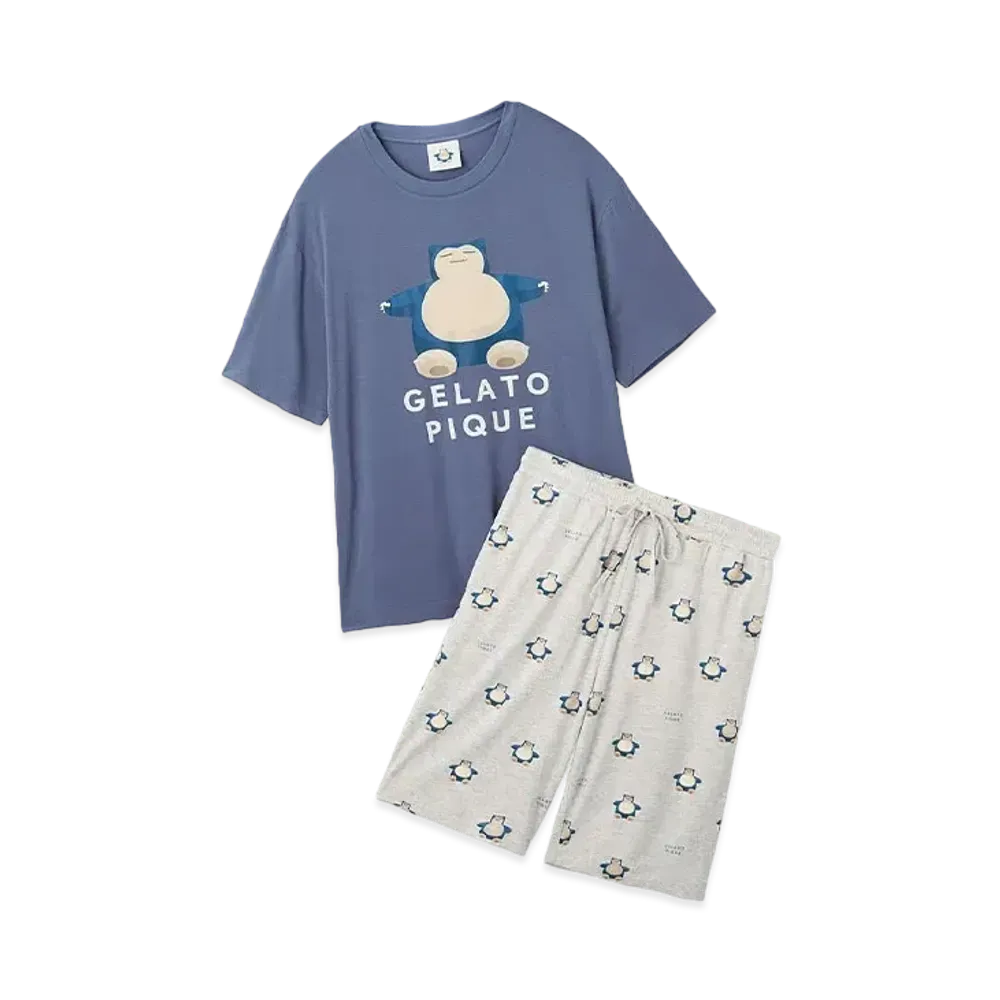 GELATO PIQUE x Pokemon Sleep Men's Cool To The Touch Print T-Shirt & Half Pants Set "Navy"