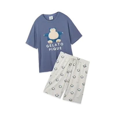 GELATO PIQUE x Pokemon Sleep Men's Cool To The Touch Print T-Shirt & Half Pants Set "Navy"